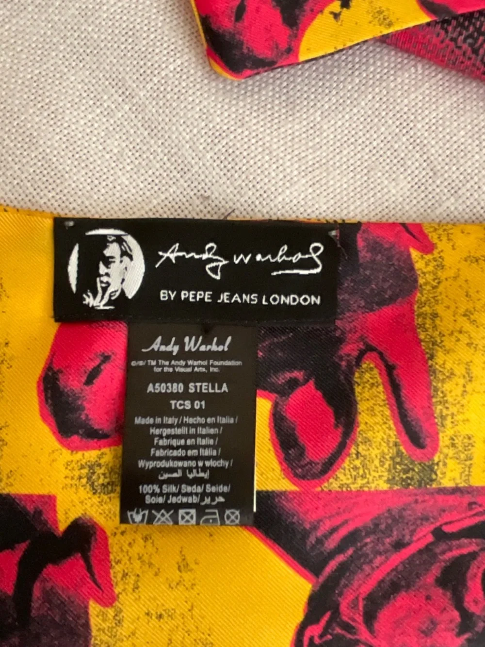 NWOT Andy Warhol X Pepe Jeans “COW”2008 Collector Rare Silk Scarf 13”x70”